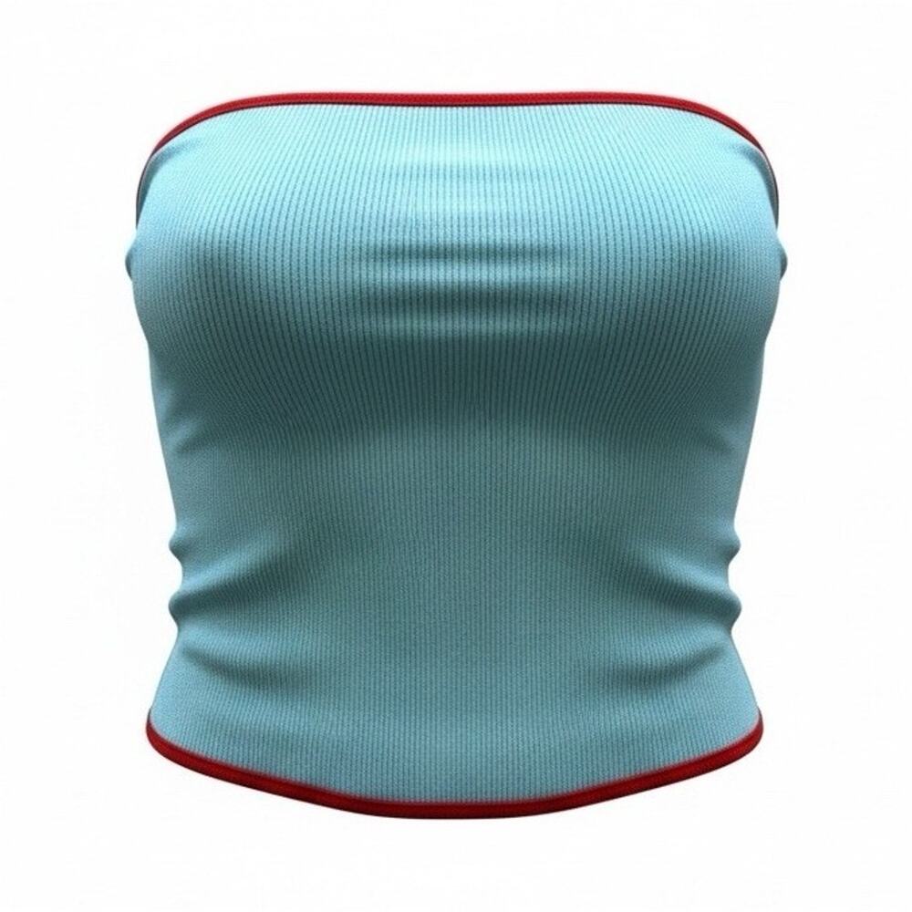 NWT Fashion Nova Strapless Tube Top Red Contrast Trim Stretch M Summer Beach